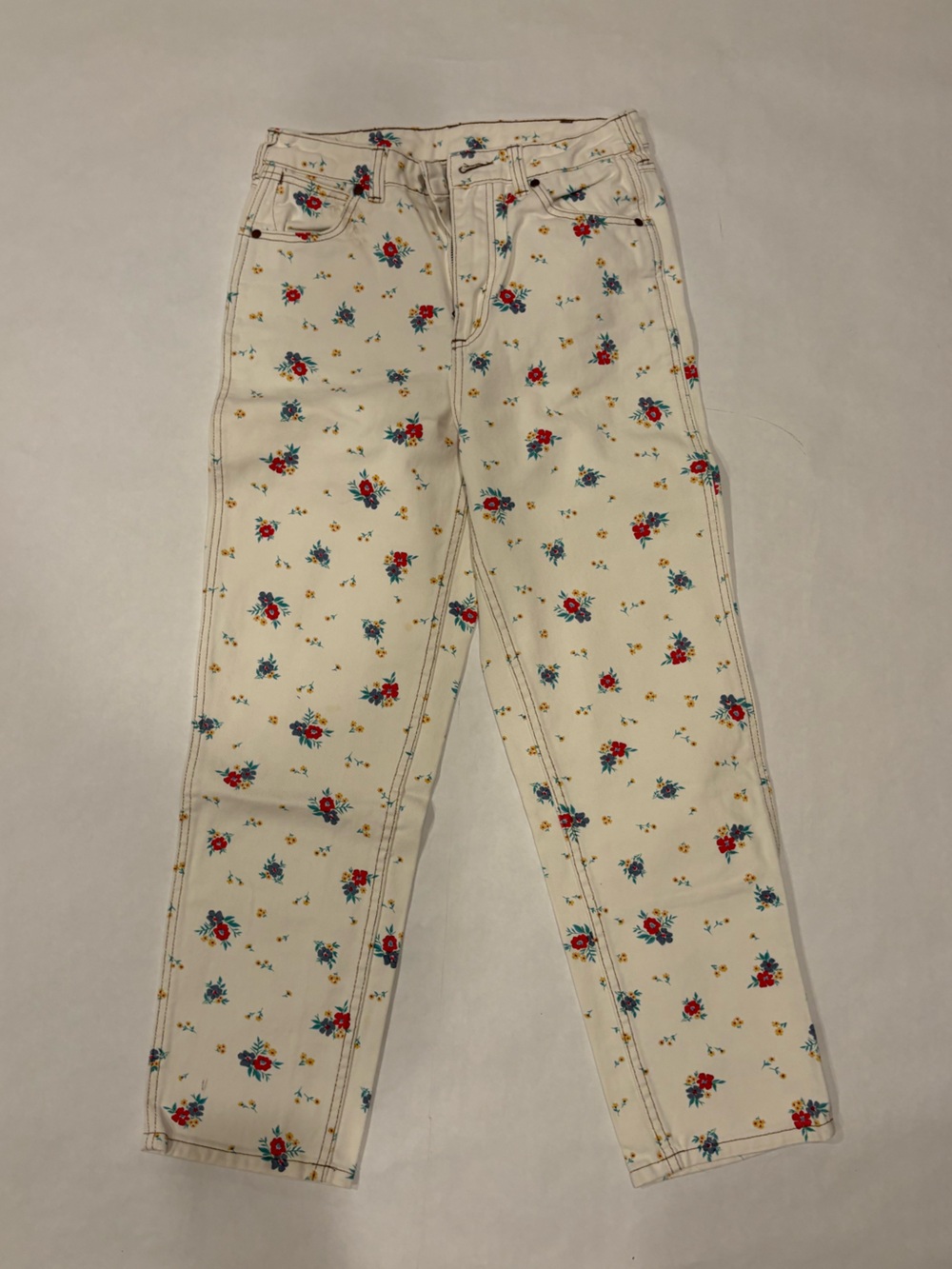 Wrangler Cream Floral Straight Leg Jeans